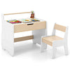 Kids Table and Chair Set w/ Storage and Paper Roll Holder-White
