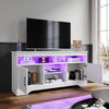 High Gloss 2 Door TV Unit Cabinet 135cm White TV Stand Sideboard Entertainment