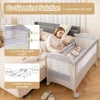 5 in 1 Travel Cot Folding Baby Playard with Storage Rack and Carry Bag Beige