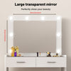 Dressing Table Makeup Desk Vanity Set with LED Mirror & Stool - Glass Top Khfoga