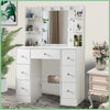White Vanity Dressing Table Desk Set with LED Lighted Mirror 7 Drawers Shelf Set
