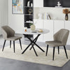 White Round Dining Table Marble Effect Top Kitchen Table with Metal Legs