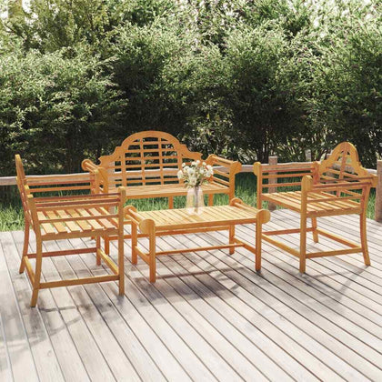 4 Piece Garden Lounge Set Solid Wood Teak