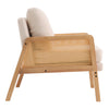 Wooden Rattan Woven Armchair Upholstered Beige Boucle Single Sofa Accent Chair