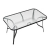 150cm Rectangle Metal Garden Dining Table Glass Top w/Parasol Hole Outdoor Patio
