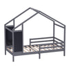 3ft Single Kids House Bed Frame Solid Pine, Grey 197x97cm, Mattress Not Included