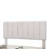 Double Bed Frame, Upholstered Platform Bed with Channel Tufted Headboard, Beige