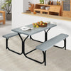 3 Piece Picnic Table Bench Set Outdoor Camping Picnic Tables Grey