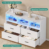 7-Drawer Chest with RGB LED Lights, White Bedroom Storage Cabinet