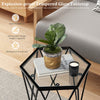 Glass Coffee Table Hexagonal Metal Frame Sofa Side Table Modern Narrow End Table