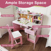 Kids Study Desk and Chair Set Student Table and Chair-Pink