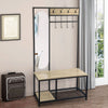 Modern Mirror Metal Coat Rack Stand with Shoe Storage Hallway Furniture 8 Hooks
