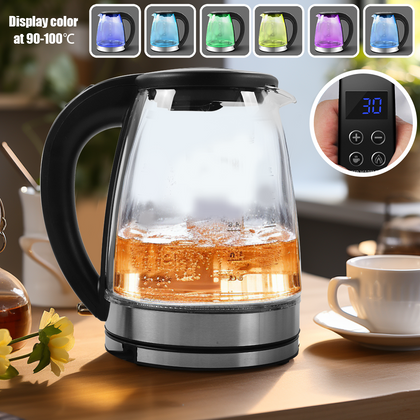 1.8L GLASS ELECTRIC KETTLE LED CORDLESS FILTERED FAST BOIL TEMPERATURE CONTROL