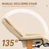Recliner Chair with Footrest, Manual Reclining Armchair with Wooden Base, Beige