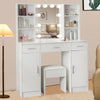 Large Dressing Table Vanity Table With Stool and Lighted Mirror Makeup Desk Set