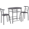 3 Pcs Compact Dining Room Set Kitchen Breakfast Bar Table with Storage Shelf