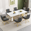6 Pcs Rotatable Dining Chairs Velvet Padded Metal Legs Kitchen Swivel Chair Grey