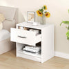 Bedroom Modern End Table Compact Nightstand w/Storage Shelf-White