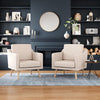 Beige Armchair with Rubber Wood Legs Upholstered Accent Chair Single Sofa Lounge