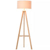 Bedside Light Free Standing Floor Lamp Tripod Holder Storage Shelf Linen Shade