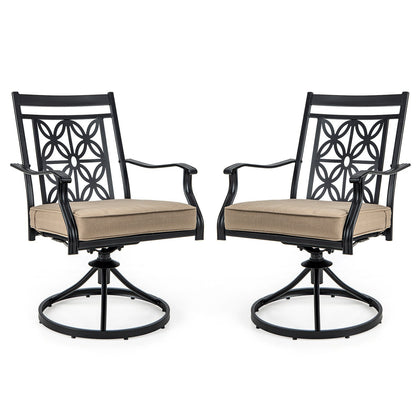 2 PCS Patio Swivel Chairs Outdoor Bistro Dining Chair Set with Soft Cushion