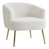 White Teddy Fabric Armchair Accent Chair Gold Metal Legs for Living Room Bedroom