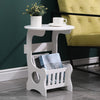 Round Coffee Table Sofa Side Table with Storage Bedside Tables White