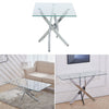 Coffee Dining Table Living Room Furniture Metal Base Tempered Glass Square Desk