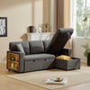 L-Shaped 3 Seater Corner Sofa Bed Pull Out Sectional Couch with Storage, Grey