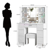 Makeup Dressing Table w/ 7 Drawers & Dimmable LED Lights Mirror Vanity Stool Set