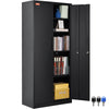 VEVOR Metal Storage Cabinet w/ 3 Keys Adjustable Shelves & Magnetic Door Black