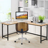 L-Shaped Corner Computer Desk Office Writing Workstation w/ CPU Stand Natural