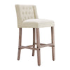 Bar Stools Set of 2 Velvet Fabric Counter Height Bar Chairs with Wood Legs