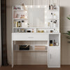 Dressing Table w/ LED Lights Mirror,Makeup Vanity Table w/ Shelves & Drawer Szrh