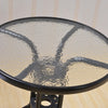 Round Glass Dining Table Patio Bistro Garden Balcony Coffee Table Metal Frame