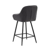 2x Grey Velvet Bar Stools with Foot rest Tufted stitching Seat Chairs