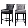 Upholstered Bar Stools Tufted Mid Century Accent Footrest Kitchen Counter Chairs