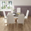 Solid Dining Table and Chairs Set w/ 6 PU Faux Leather Seat Kitchen Furniture