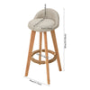 2pcs Breakfast Bar Stools Low Back Linen Padded High Chair Wooden Legs Barstool