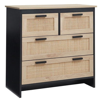 4 Rattan Drawers Floor Cabinet Storage Cupboard Sideboard Bedroom Living Room