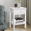 White Bedside Table Wooden Nightstand Cabinet Storage Unit with Shelf & Drawer