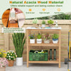 Outdoor Garden Potting Bench Table Acacia Wood Planting Workstation