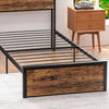 Single - Industrial Style Single Bed Frame with Storage Headboard and Underneath
