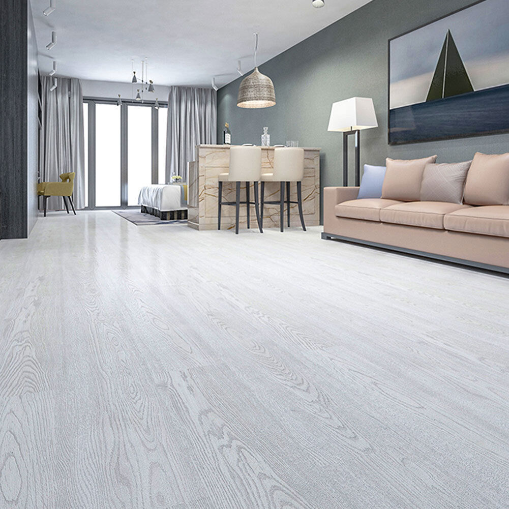 36 x Wood Grain Planks Self Adhesive Flooring Tiles Plank PVC Floor Rustic White