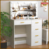 Dressing Table Set Vanity Makeup Desk with Large Mirror 3-Color LED Lights White
