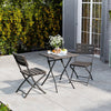 Folding Rattan Garden Table & 2 Chairs Outdoor Furniture Patio Dining Bistro Set