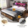 4ft6 Double Bed Frame Metal Slatted Bed Platform with Headboard & Storage Drawer