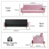 Modern Luxury Velvet Sofa Bed Pink 3 Seater Nonwoven Contrast Gold Metal Legs