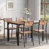 Modern Dining Table and 4 Chairs Set Metal Frame for Bar Kitchen Home Grey/Brown