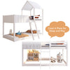Wooden Bunk Beds 3FT Treehouse Loft Bed Kids Mid-Sleeper Cabin Bed 90x190 White